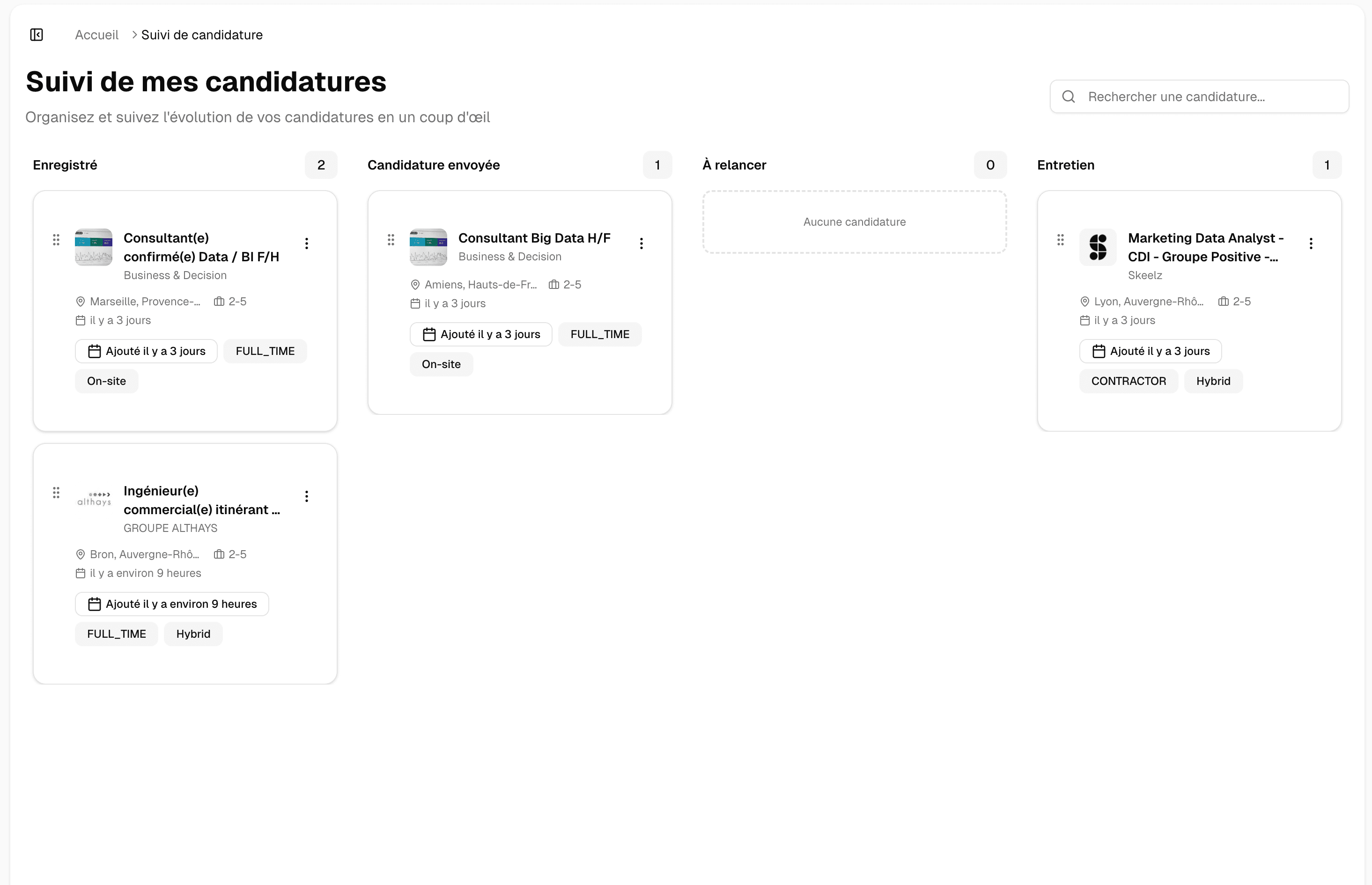 Suivi de candidatures ElevenJobs
